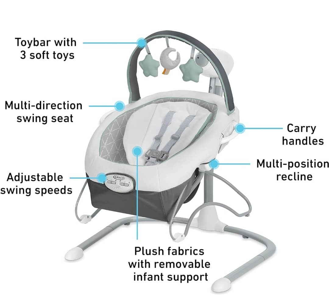 T33 Graco soothe ati sway Lx omo golifu ati bouncer
