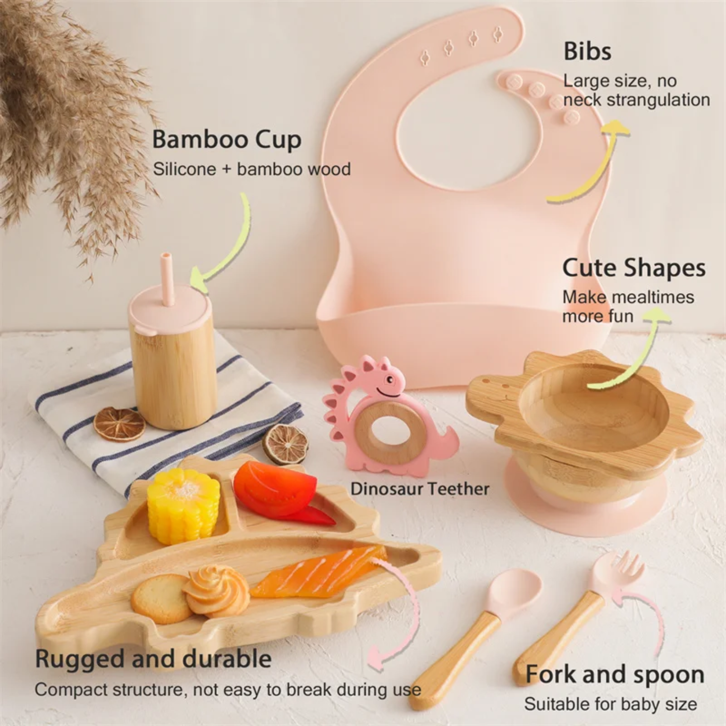 Eco-friendly wooden weaning set