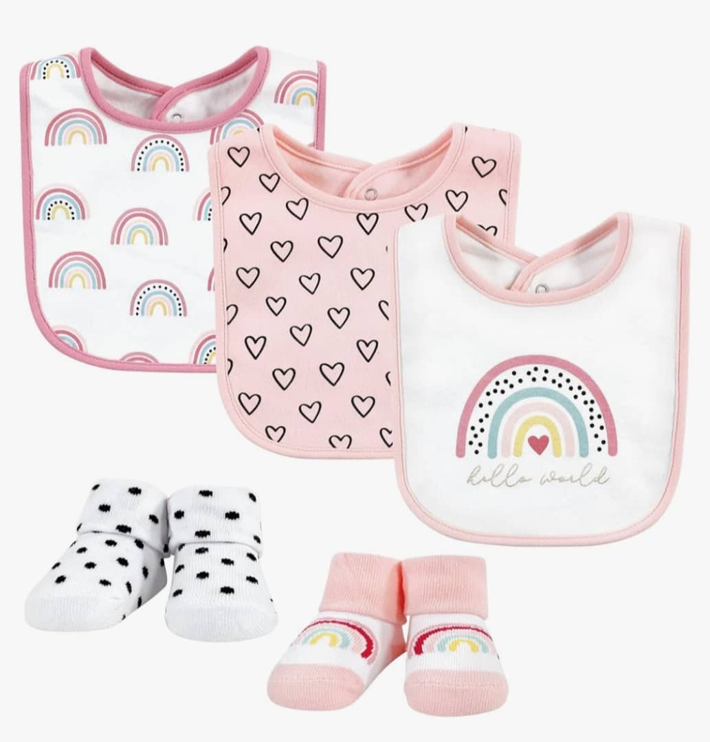 T18 Hudson omo tuntun bib ati booties ṣeto