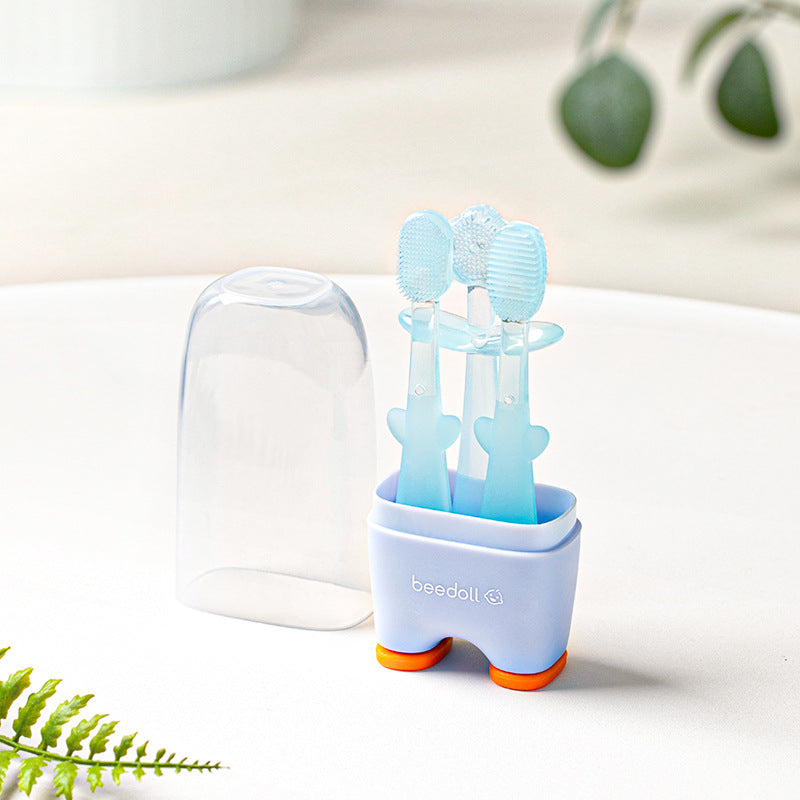 P18 Silikoni 3pcs teething fẹlẹ ṣeto