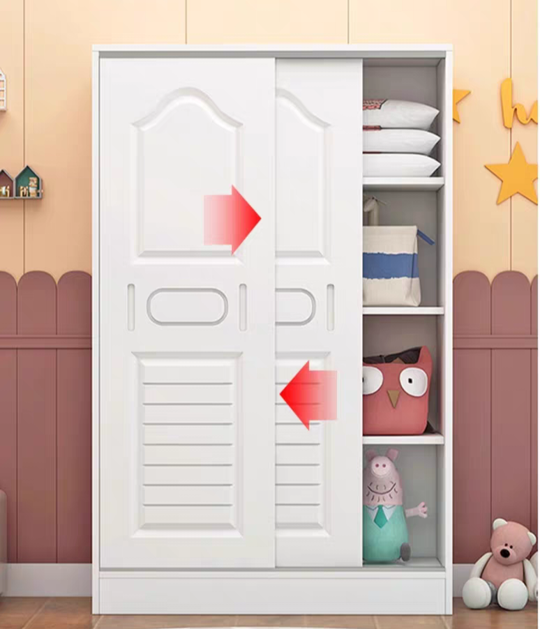 Luxury Double-Door Kids Wardrobe with Side Storage