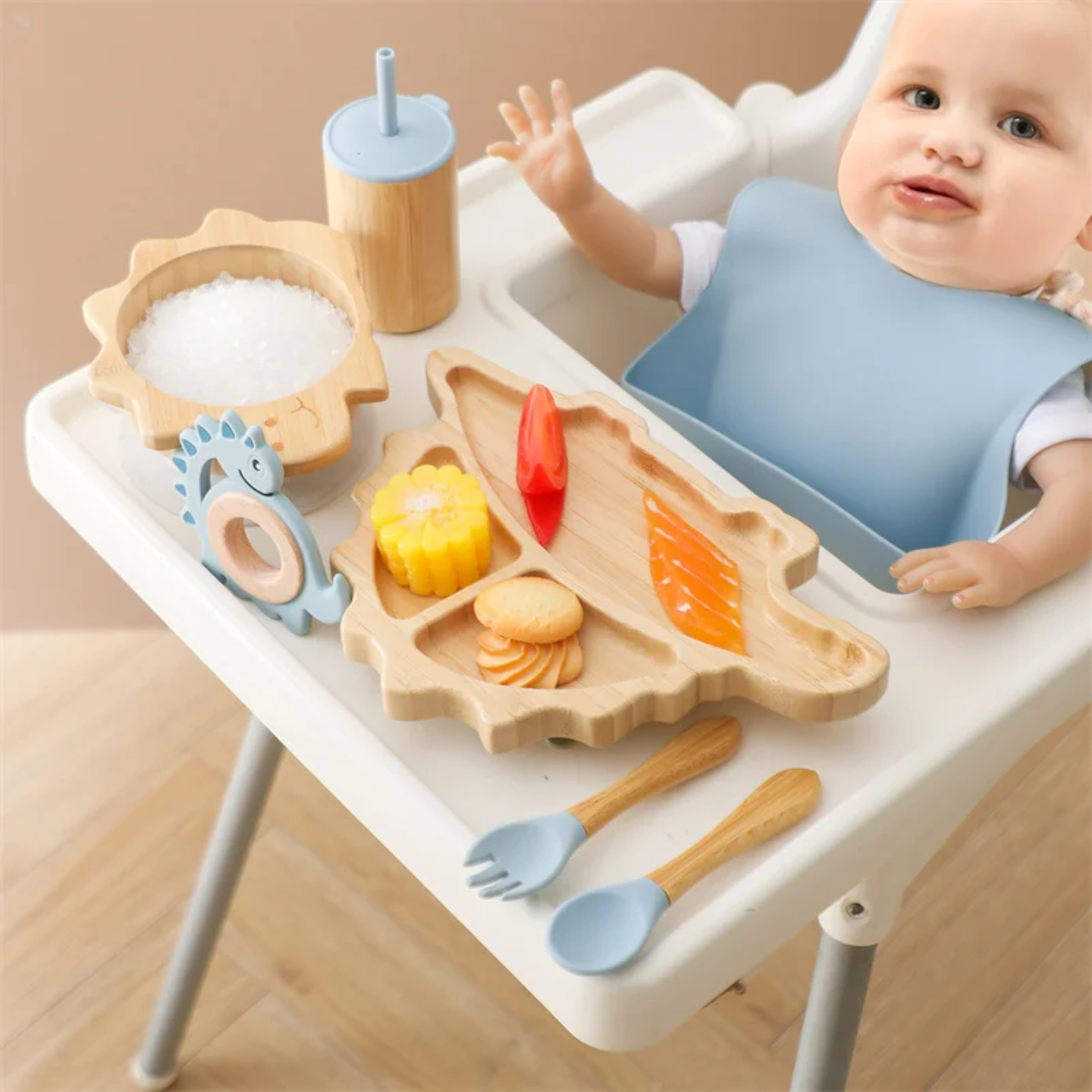 Eco-friendly wooden weaning set
