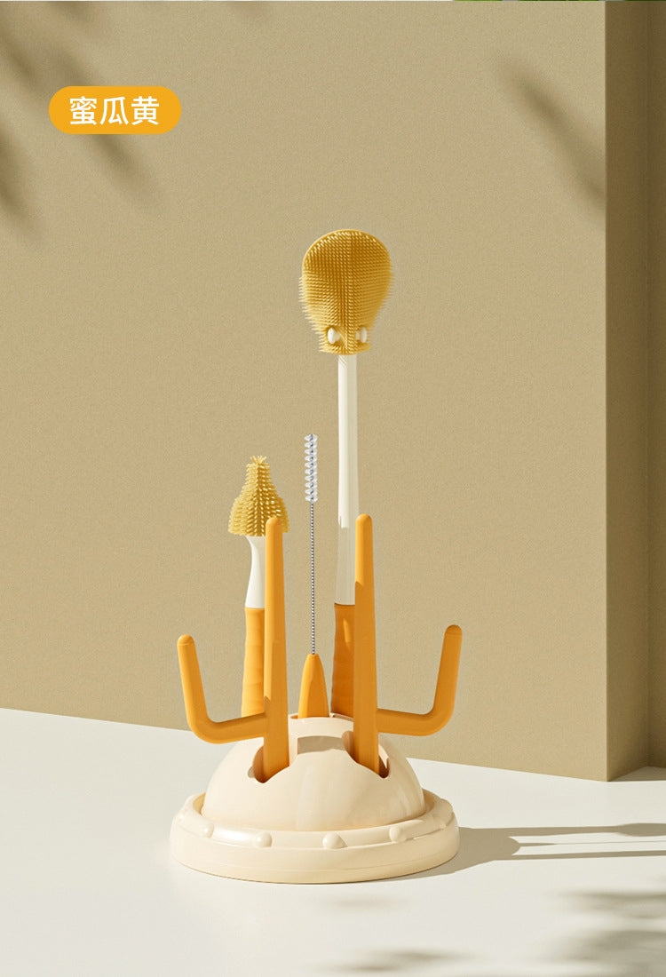 2-in-1 Bottle rack and silicone brush set