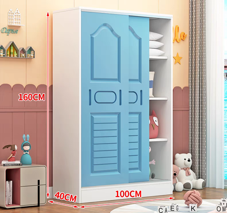 Luxury Double-Door Kids Wardrobe with Side Storage