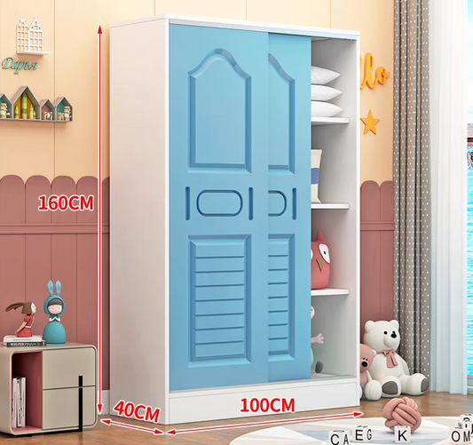 Luxury Double-Door Kids Wardrobe with Side Storage