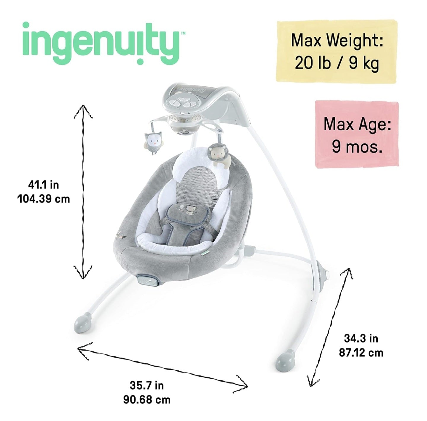 Ingenuity InLighten 5-Speed Baby Swing