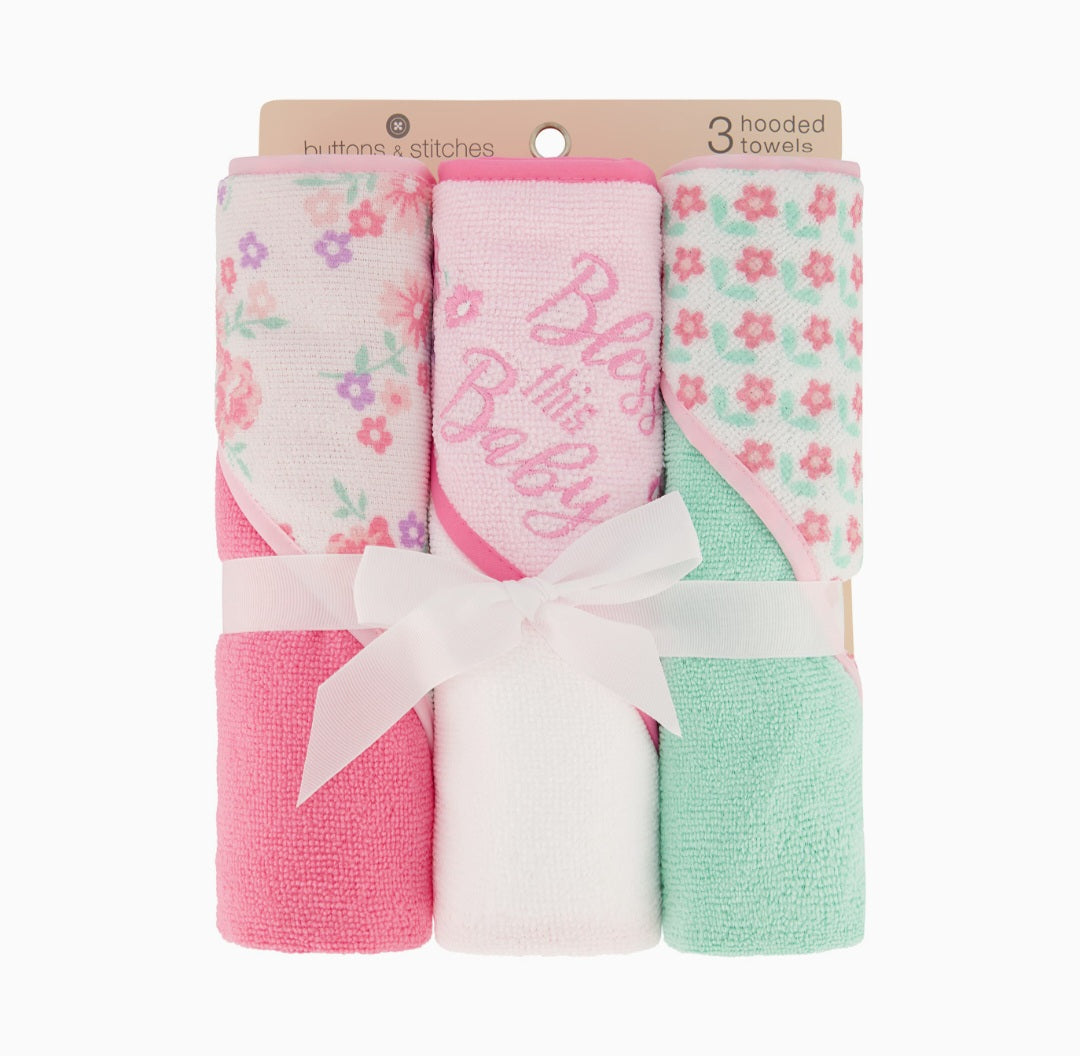 3pk Baby Hooded toweli ṣeto