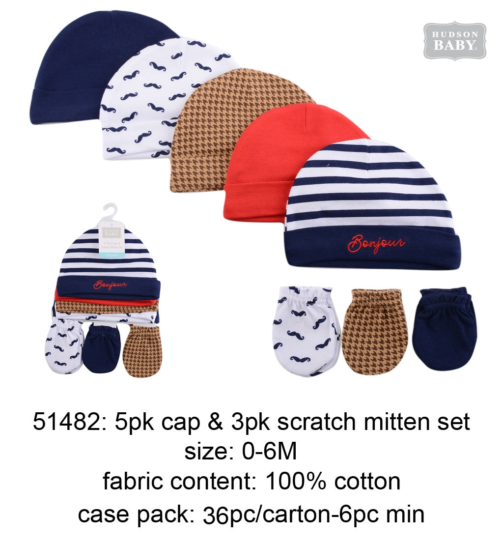 8pk Hudson fila ati mittens ṣeto